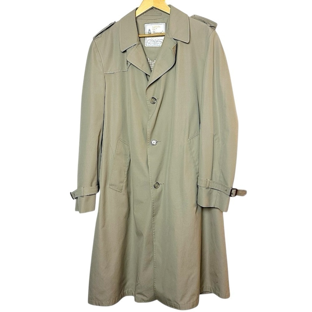 Vintage London Fog Maincoats Beige Trench Coat Size 42 Long Made in Canada